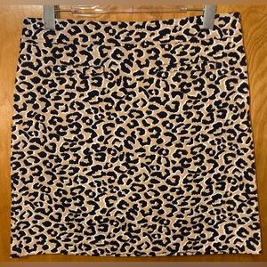 Talbots brown/navy leopard animal print a-line skirt Size 10P Petite pockets